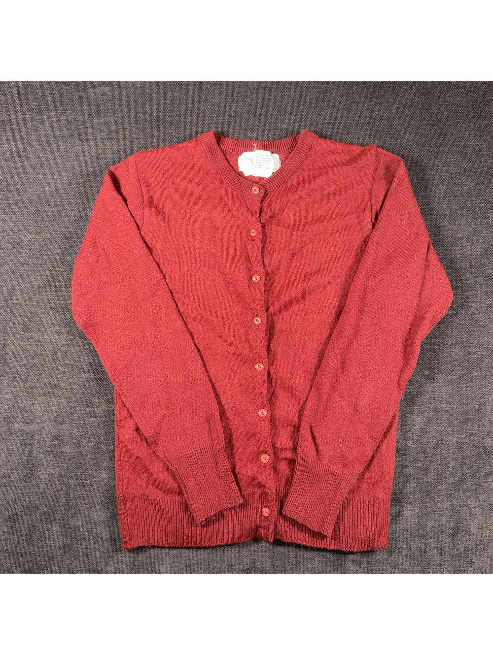 Collabe Women's Medium Red Acrylic Button-Up Cardigan Sweater
